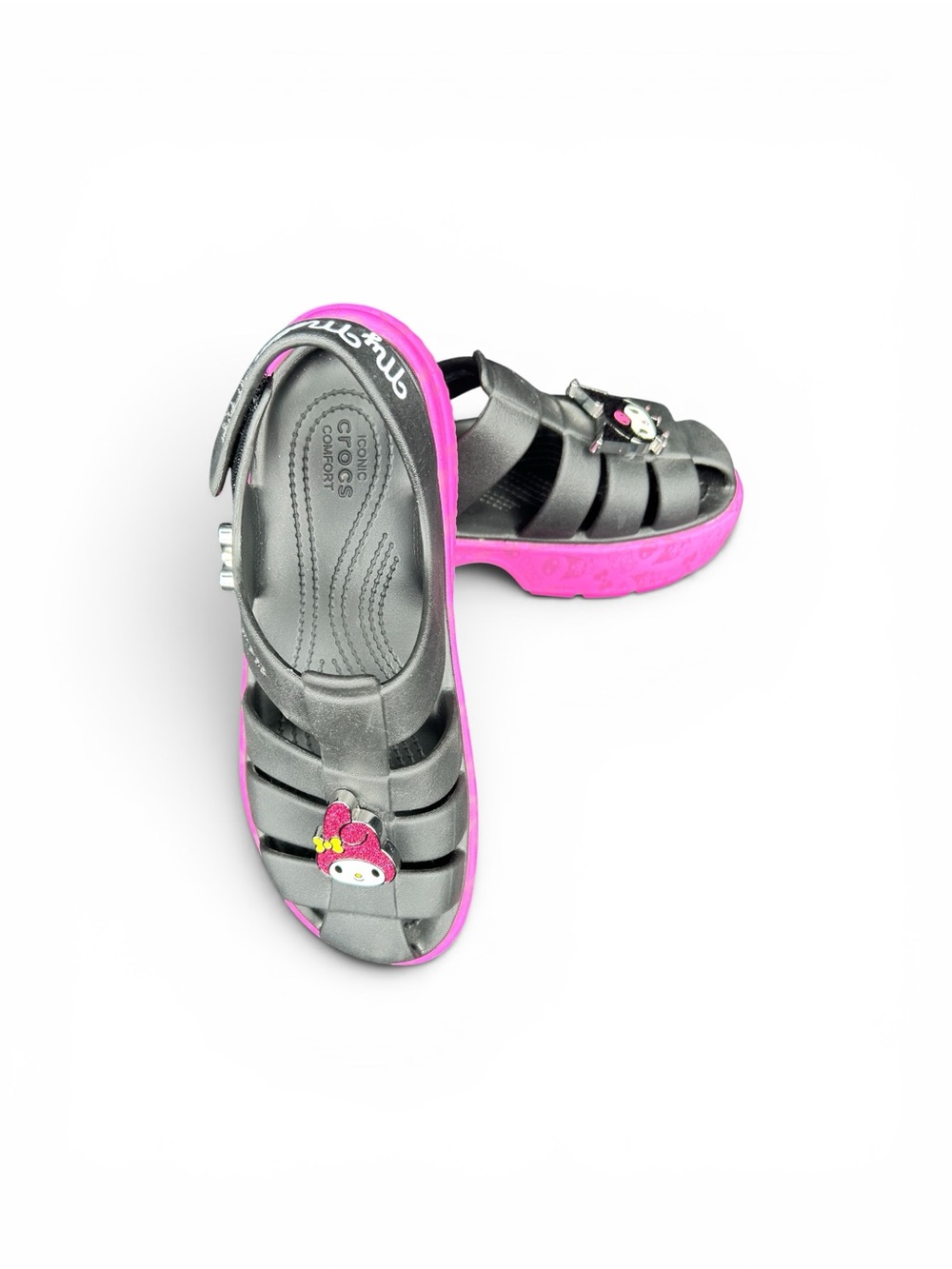 💕 Adorable Sanrio Crocs sandals featuring My Melody and Kuromi charms!
